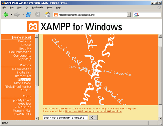Скрин Xampp win32 1.6.2