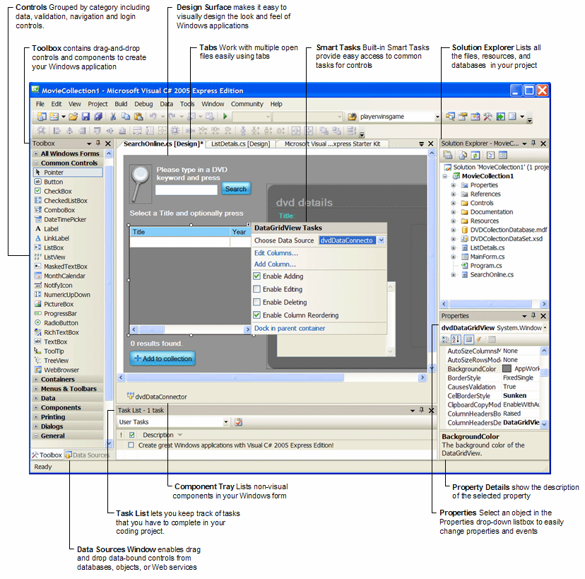 Скрин Visual C# 2005 Express Edition